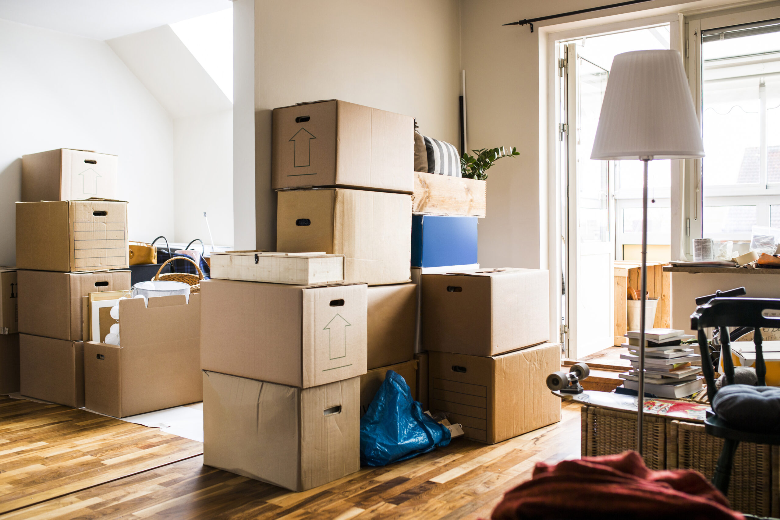 Boxes in a living room for Moving Services Near Dayton Ohio